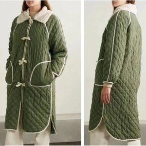 NWOT The Great. The Long Quilted Reversible Jacket in Army